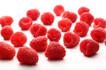 Fresh raspberry on white background