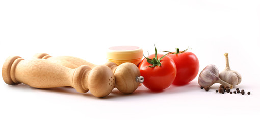 Food ingredients with tomatoes and garlic