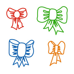 Set of contoured bows isolated on white background