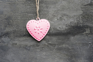 Valentine's Day love heart on rustic style background