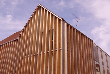 Fototapeta premium A modern wooden house in Troyes in France