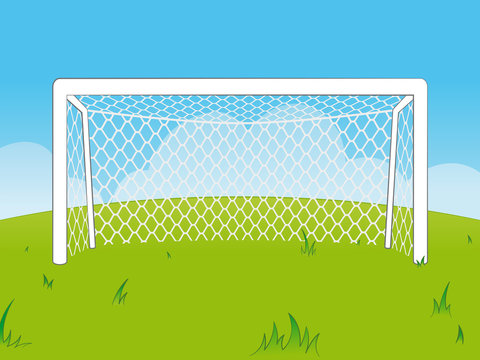 Cartoon goalposts with a net