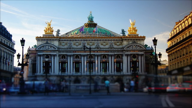 rush hour in paris,view to the Opera Garnier