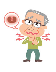 咽が痛い高齢者の男性