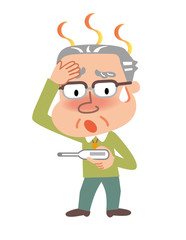 熱のある高齢者の男性