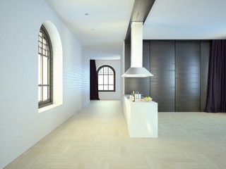 Kitchen in Renovated Loft Apartment