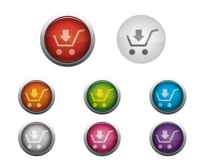 Glossy Buttons of Shopping Cart