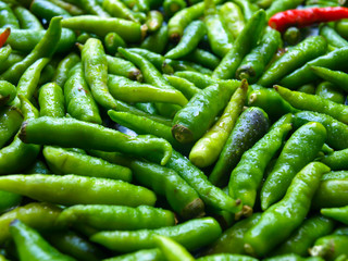 Red and green peppers chilies