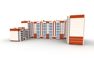 Modern building on white background, 3D render.