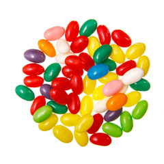 Color jelly beans over white