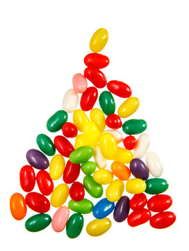 Color Jelly Beans In Shape Of Triangle Over A