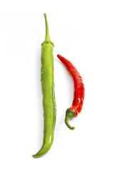 Red and green chili pepper composition