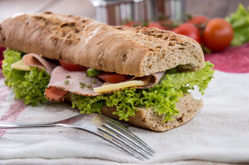 Fresh Sandwich with Ham and Cheese