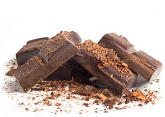 chocolate bars on white background