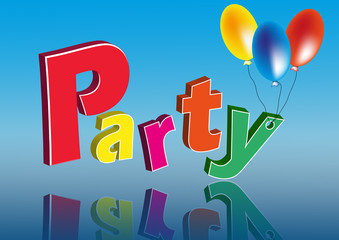 The word Party with coloful balloons