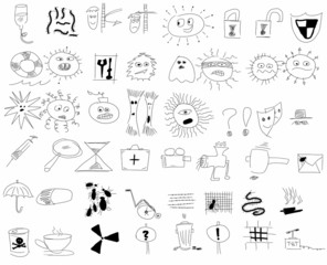 hand draw doodle web security icons