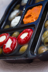 a plate of ready made antipasti