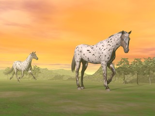 Leopard horses in nature - 3D render