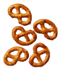 Pretzels isolated on white background, close-up