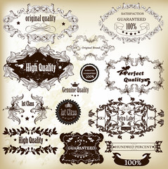 Collection of vector calligraphic labels best, original and prem