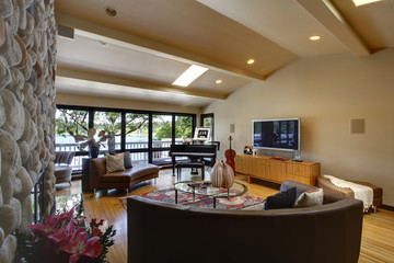 Open modern luxury home interior living room