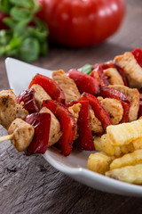 Grilled Skewer with French Fries