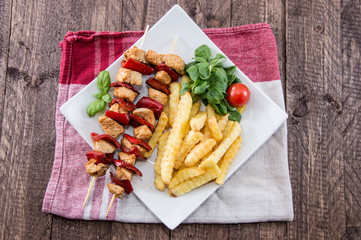 Grilled Skewer with French Fries