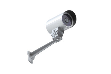 Security camera and connector isolated on white background.