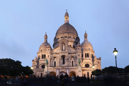 Sacre Coeur Basilica in the evening, Paris, France