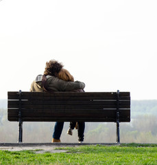 Romantic couple on bench