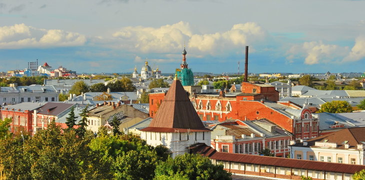Top view of the ancient Russian city of Yaroslavl