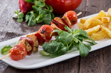 Fresh Skewer with french fries