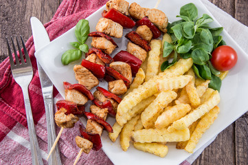 Fresh grilled Skewer with french fries