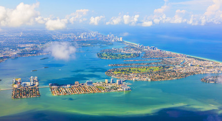 aerial of coastline Miami