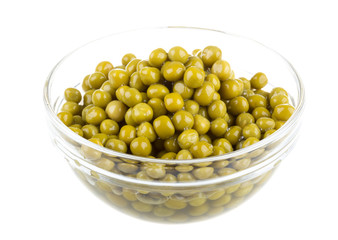 green peas, in a bowl, isolated, white background