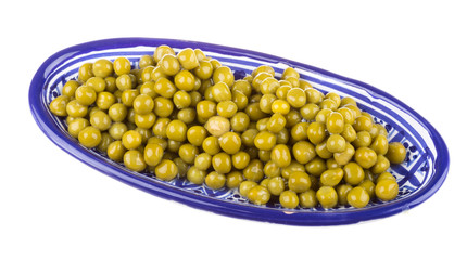green peas, in a bowl, isolated, white background