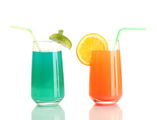 Two cocktails isolated on white
