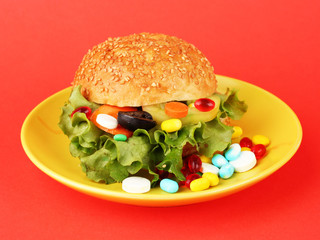 Conceptual image for nutritional care:assorted vitamins and