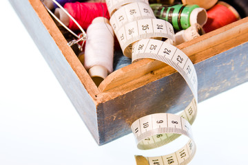 small box with sewing belonging