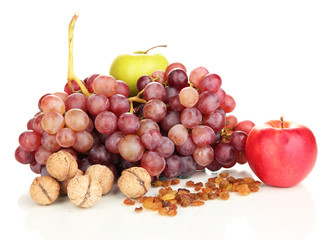 Grape with nuts isolated on white