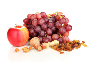 Naklejka na ściany i meble Grape with nuts isolated on white