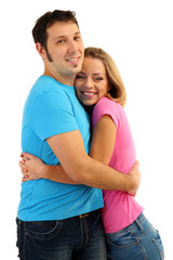 Loving couple isolated on white