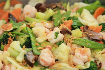 stir fried mixed vegetables with shrimps