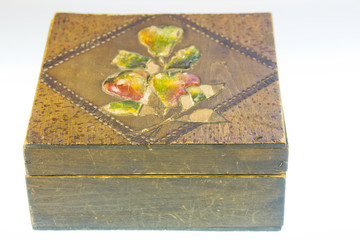 wooden small box on a white background