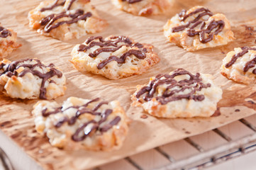 Obraz na płótnie Canvas Homemade cookies with chocolate topping