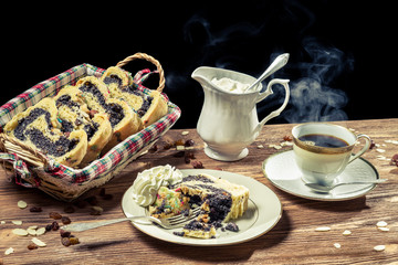 Poppy-seed cake served with coffee