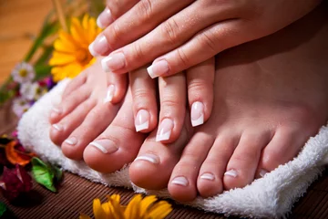 Foto op Canvas Woman's french manicure and pedicure  © Robert Wołkaniec