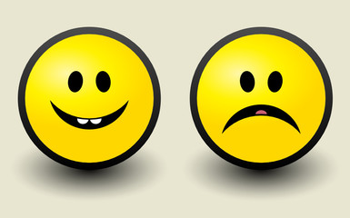 Happy and Sad smiley icon, vector illustration