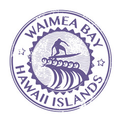 Stamp with name of Waimea Bay, Hawaii, vector