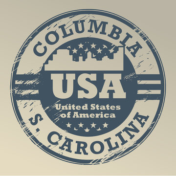 Grunge rubber stamp with name of South Carolina, Columbia